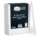 Artina FSC® Keilrahmen 5er Set Akademie 18x24 cm – Leinwand Set Maltuch aus 100% Baumwolle Leinwände 280 g/m² - Keilrahmenset Leinwand zum Bemalen für Acryl-, Aquarell-, Ölfarbe UVM