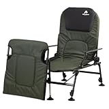 CampFeuer 2in1 Angelstuhl Tannengrün/Schwarz | Höhenverstellbarer Campingstuhl und Angelliege | Faltbarer Karpfenstuhl | Outdoor Travelchair für Camping, Zelten, Angeln | Fischerstuhl klappbar