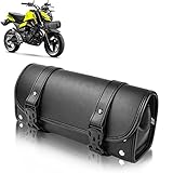 QINERSAW Universal Satteltasche Motorrad Werkzeugtasche PU Leder Wasserdichte Motorrad Aufbewahrungstasche Lenkertasche für Motorrad Fahrrad mit 2 Befestigungsgurten Schwarz Motorradtasche