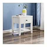 FZL02068LM Nachttisch Holz-Nachttisch Beistelltisch mit Schublade und Aufbewahrungsregal, moderner Massivholz-Beistelltisch, Nachttisch for Schlafzimmer, weißer Nachttisch Nachttische