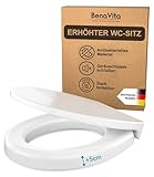 BenaVita WC Sitzerhöhung 5 cm aus Duroplast - Erhöhter Toilettensitz für bequemes Sitzen inkl. Absenkautomatik - Belastbar bis 175 kg