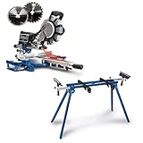 Scheppach Kappzugsäge HM216SPX inkl. UMF1550 Untergestell | 65cm Schnitthöhe | 34cm Schnittbreite | Ø210mm | 2000W | inkl. 2. Sägeblatt | Maschinentisch | Belastbarkeit 150kg | 935-1945mm