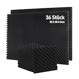 AUSLET-36 Stück Akustikpaneele für Raum,30 x 30 x 3cm Eierkiste Schaumplatten,Schalldämmung Akustikschaum für Decke,Schallabsorbierende Wandplatten für Gaming,Schalldichte Schaumplatten für Wand