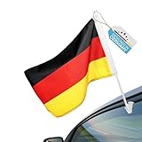 Premium Autofahne | Autoflagge | Autofensterfahne | Autofensterflagge | Fußball EM 2024 Fanartikel | Deutschland | Auto Fenster Flagge Fahne 45x30cm, MAX. 60 Km/h