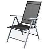 Mojawo Gartenstuhl Hochlehner 7 Pos verstellbar klappbar Klappstuhl witterungsbeständig Aluminium wetterfest Silber/anthrazit