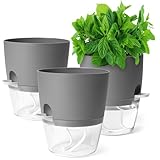 Zouway Blumentopf für 3 Stück - Kräutertopf Selbstbewässernd für Küche Kräuter - 18.2x15.3x11cm Blumentöpfe Ideal für Zimmerpflanzen