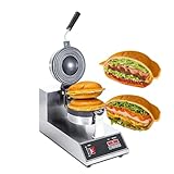Burger-Maker-Maschine, elektrisches Burger-Waffeleisen – Digitaler Bildschirm, antihaftbeschichtete Hamburgerpresse mit einstellbarem Timer und Temperatur, kommerzielles Waffeleisen für Rest