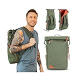 PAKAMA - Daypack Rucksack mit Rolltop 25l für Damen & Herren Grün klein - Wanderrucksack & Fahrradrucksack wasserdicht Arbeit & Wandern mit Laptop-Fach - Reiserucksack & Trekkingrucksack