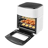 Heißluftfritteuse 15L, 1400W Smart Ölfreie Airfryer mit LED Touchscreen, 360°-Surround-Heiztechnologie 80-200 °C Heissluft Fritteusen mit Sichtfenster, Voreingestelltes Timing