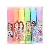 Depesche 12642 TOPModel - Radierbare Mini Highlighter, Set mit 6 Fasermalern in leuchtenden Farben, Stifte-Set mit jeweils Einer Breiten Spitze zum Markieren