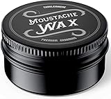 Charlemagne Moustache Wax - 15 ml, starker Halt, Lederduft - Bartwichse Schnurrbart Wachs mit echtem Bienenwachs - Schnurrbart Styling Wax für starken Halt - Bartpflege - Made in Germany