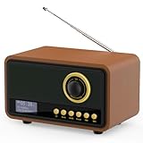 Mycket DAB/DAB+ Digitalradio, Retro UKW Radio, Batterien & Netz Bluetooth Lautsprecher, Wiederaufladbarer Musikplayer mit AUX In/U-Disk, 80 Voreingestellte Sender, Holzoptik