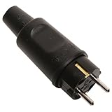 Kopp Schutzkontaktstecker mit Knickschutztülle, IP44, spritzwassergeschützt, 250V (16A), Schutzkontakt Stecker aus Vollgummi für erschwerte Bedingungen, bruchfest, großes Modell, Schwarz, 179516047