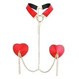 JIAHG Damen Nippel Covers Nippelpads Wiederverwendbar und Selbstklebende Nippel Abdeckungen PU-Leder BH-Pads Brustwarzenabdeckung Klebrige (Rot)