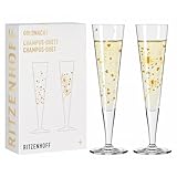 RITZENHOFF 6031007 Champagnerglas 200 ml - Serie Goldnacht 2er Set F24 - Designerstück mit Echt-Gold - Made in Germany