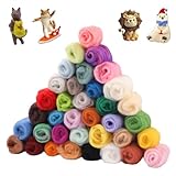 agogue 36 Farben Filzwolle Trockenfilzen,Märchenwolle Zum Filzen DIY Filzen Handwerk Kreationen Filzwolle Zum Stricken,Filzwolle Nassfilzen Passend Nassfilzen und Trockenfilzen Craft Projekte