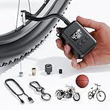 Fahrradpumpe, 130 PSI Mini-Fahrrad-Reifenpumpe mit Messgerät, passend für Presta-Ventil und Schrader, tragbare elektrische Luftpumpe, Luftkompressor, automatische Abschaltung, kleine