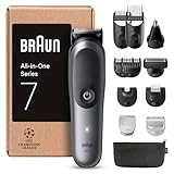 Braun All-in-One Series 7, 12-in-1 Groomingset, ProBlade, Nasenhaartrimmer, AutoSense, Rasierer Herren Elektrisch, Body Rasierer, Barttrimmer und Haarschneider, 120 Min Akku, AIO7545, Grau