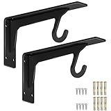 2 Stück Regalhalterung Schwebende Regalhalterungen mit Schrauben, 90 Grad Wand Regalträger für Wohnzimmer Büro Maximale Tragkraft 110kg(Black,48.2cm/19in)
