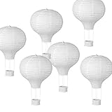 LIHAO 6x Heißluftballon Papierlampion Lampions Deko Ballon Lampenschirm Papier Dekoration Set Weiß für Hochzeit Feier Geburtstag Party Einschulungsparty Mottoparty Baby-Shower-Party (MEHRWEG)
