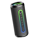 TIMU Bluetooth Lautsprecher mit Licht, Bluetooth 5.4 Musikbox, Dual Lautsprecher, Dualen Bass-Treibern, 30 Std Akku, IPX7 wasserdicht, TWS Paarung, AUX, TF Karte, Geeignet Outdoor/Party/Reisen