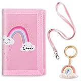 OYIWINMI Brustbeutel Mädchen, Kinder Geldbeutel Mädchen mit Lanyard Schlüsselring, Regenbogenmuster, Halstuch zum Hängen, Für Coins Karten Notizen, Einzigartiges Geschenk, Rainbow