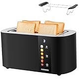 Steinborg® Automatik Toaster 4 Scheiben mit Brötchenaufsatz Langschlitztoaster Automatische Liftfunktion ohne Hebel - Toastautomat Digitales Display Brotzentrierung Restzeitanzeige Abschaltautomatik