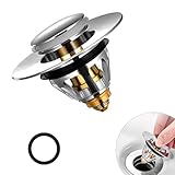 Waschbeckenstöpsel, Universal Pop Up Abflusssieb Ablaufgarnitur Stöpsel Waschbecken, Abflussstopfen für Aufsatzwaschbecken Badewannenstöpsel mit Anti Clogging Sieb,Ablaufventil aus Messing(34-38mm)