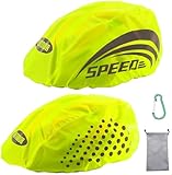 LandJoy Helmüberzug Fahrradhelm Regenschutz Fahrrad Helm Cover Regen mit Reflektoren Elemente, Wasserdicht Windabweisend Atmungsaktiv (2 grün)