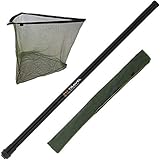 G8DS® Set 2m Tele-Kescherstange aus Fiberglas, Karpfen/Hecht Keschernetz inkl. Aufbewahrungstasche für den Kescher, Karpfenangeln