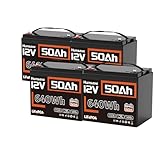 LiFePO4 Akku 12,8V 50Ah, 4 Stück, 15000 Zyklen, 50A BMS, mit Kälteschutz, für Wohnmobil und Energiespeicher