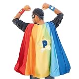 Papierdrachen Superhelden-Set Stern rainbow Männer - Cape Manschetten Maske - Action und Fantasy - Karneval und Fasching - Kostüm