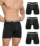 YESWEL Boxershorts Herren Langes Bein 3er Pack, Weich Ohne Zettel Unterhosen Männer, Atmungsaktive Sport Unterwäsche mit Eingriff(Schwarz XXL)