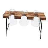 DECOMELODY Kreative Hydroponik Glasvase mit Holzständer für Büro Wohnraumdekoration Transparente Pflanzvase für Schreibtisch Schlafzimmer und Home Office Zubehör