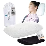 Reisekissen VOLAR | Orthopädisches Nackenkissen mit Memory-Foam| Kleines Kopfkissen für Reisen im Auto, Flugzeug, Zug, Hotel & Camping | Thermoregulierender Bezug | Kissen Outdoor & Reise 40x25x10 cm