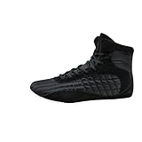 FOX-FIGHT Kampfsport Schuhe | für Damen und Herren | Atmungsaktiv Flexibel | Wildleder | Ringerschuhe | Athletik Fitnesschuhe Bodybuilding | 45 / schwarz