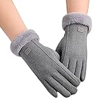 SamHeng Damen Winter Handschuhe, mit Fleece gefütterte Handschuhe weiche warme Thermo-Handschuhewinddichte Damen Telefonhandschuhe für Damen tägliches Fahren Laufen Radfahren, Grau