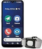 Doro - 8200 Secure - 4G-Senioren-Smartphone ohne Vertrag - Mit Notruf-Armband - 6.1'' Display - Notruftaste mit GPS - Dreifachkamera - Klarer Klang - Spritzwassergeschüzt- Mit Ladesockel - Blau