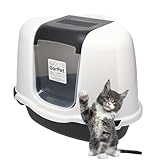 GarPet XXL Große platzsparende Eck Katzentoilette mit Deckel Katzen WC Haube Ecktoilette Katzenklo Ecke inkl. Filter Schaufel