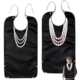 GOMETY 2 Stück Lätzchen für Erwachsene, Wasserdicht Lätzchen Schlabberlatz mit Auffangschale für Frauen, Abwaschbar Kleidungsschutz Wiederverwendbar Latz für Ältere (Schwarz, XL)