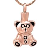 GMLRTOSPT Niedlicher Bären-Urnen-Halskettenanhänger, Feuerbestattungsschmuck für Asche, Haustier, Mensch, Gedenk-Andenken, Medaillon, Damen-Charms, Kindergeschenk, Roségold 1