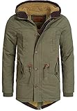 Indicode Herren Barge Winterjacke m. Kapuze & Teddyfutter | Winterparka Herrenjacke Parka Army, M