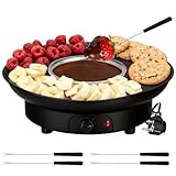 Peelanmall Schokoladenfondue Set 260ml,Fondueset Schokofondue,Fondue mit 2 Temperaturstufen 2 Gabeln,Abnehmbar Schoko Fondue ideal für Obst,Kekse,Weihnachtsplätzchen (Schwarz)