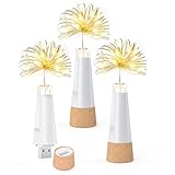 UMIWE Flaschenlichter, über USB wiederaufladbare Lichterkette, 2024 verbesserte Weinflaschen-Lichterkette mit Korken für Party, Halloween, Weihnachten (3er-Pack/warmweiß)