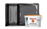 Alpina Premium Fassadenfarbe + XXL Farbwanne – weiß, matt – hochwertige Aussenfarbe mit langem Wetterschutz – ergiebig, wetterbeständig & atmungsaktiv – 2,5 Liter