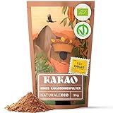 NaturaleBio Kakao Pulver Bio 1 Kg. Organic Cacao Powder. Natürlich und rein aus rohen Kakaobohnen. Ungesüßt. Produziert aus der Theobroma Cocoa Pflanze. Magnesium- und Phosphor-Quelle