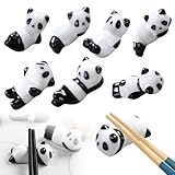 WIYETY 8 Stück Keramik Panda Essstäbchen Ablagen: Keramik Stäbchen Halter, Essstäbchen Ablagen, Hand Gedruckt Glasur Halterung Essstäbchen-Ablagen, Restaurants Zubehör, für Küchen und Tischdekoration
