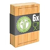 DuneDesign 6er Set: Schicke Stullenbretter - 22x15 Frühstücksbrettchen Holz - Bambus Schneidebrett Klein - Holzbrett Frühstück - Vesper Brettchen - Frühstücksbrett Massiv - Holzbrettchen Küche