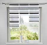 Scheibengardinen 3er Set Scheibenhänger Grau Gerade Abschluß HxB 40-60-80x30 cm mit Beschwerungsstange, 2022200-210