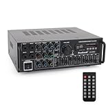 Areyourshop Hifi Verstärker Stereo pa endstufe mit Bluetooth 5.0 2000W Audio Receiver Karaoke FM USB SD AUX, Vorverstärker Hifi 5-Band-EQ-Mixer, 4 Mikr, Verstärker mit Boxen, Tuner Hifi Stereo